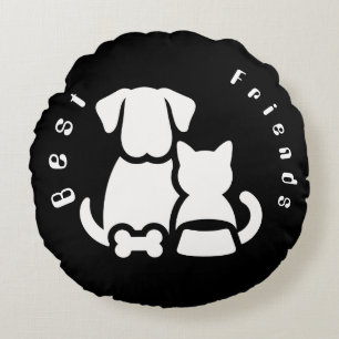 Süße Hunde- und Katzen-Silhouette Rund Kissen