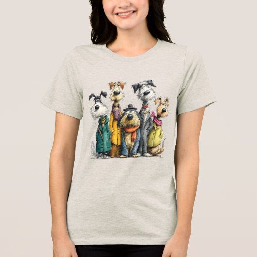 Süße Hundecharaktere Tri-Blend Shirt (Vorderseite)