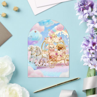 Süße Hundehochzeit Märchenkarosse Acryleinladungen