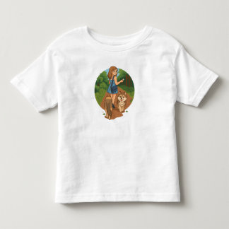 Süße Hundemutter führt Welpen auf Waldweg Illustra Kleinkind T-shirt