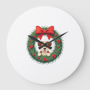 Süße Hundenase Weihnachtsgirlande Weihnachten Hund Große Wanduhr
