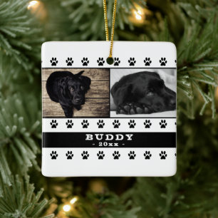 Süße Hundepfote 2 Foto Collage Weihnachten Andenke Keramikornament