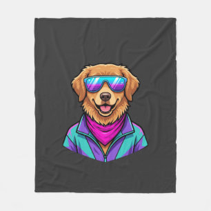 Süße Hundesonnelbrille Retro Neon Kunst_1 Fleecedecke