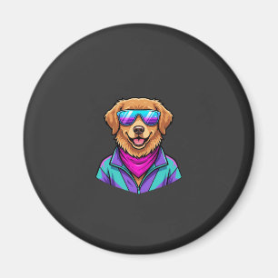 Süße Hundesonnelbrille Retro-Neon-Kunst_1 Magnet