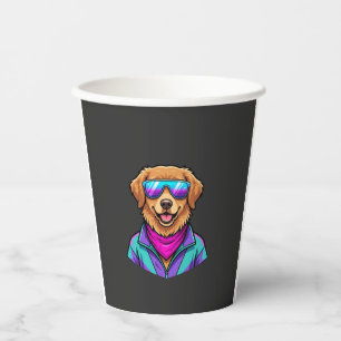 Süße Hundesonnelbrille Retro-Neon-Kunst_1 Pappbecher