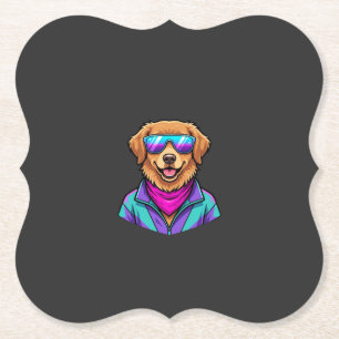 Süße Hundesonnelbrille Retro-Neon-Kunst_1 Untersetzer