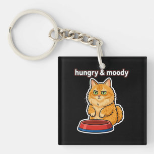 Süße hungrige und launische orange Katze Meme-Aufk Schlüsselanhänger