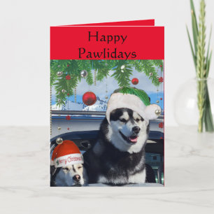 Süße Huskies-Weihnachtsgrußkarte Feiertagskarte