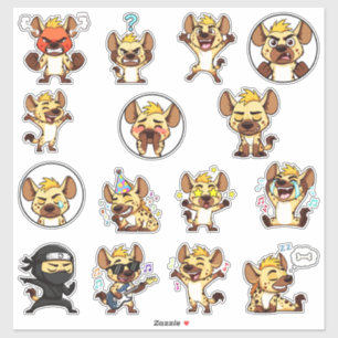 Süße Hyänen-Charakter-Sticker-Pack Emojis Aufkleber