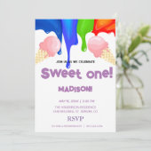 Süße ICE CREAM Regenbogenfarben, Einladung (Stehend Vorderseite)