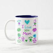 Süße Ich Liebe Dich Mama Doodle Kaffeetasse (Links)