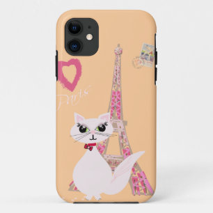Süße Ich liebe Paris Katze Case-Mate iPhone Hülle