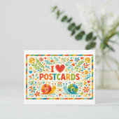 Süße "Ich liebe Postkarten" Postkarte (Stehend Vorderseite)