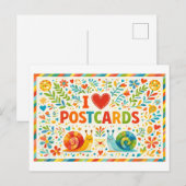 Süße "Ich liebe Postkarten" Postkarte (Vorne/Hinten)