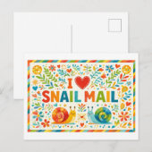 Süße "Ich liebe Schneckenpost" Postkarte (Vorne/Hinten)