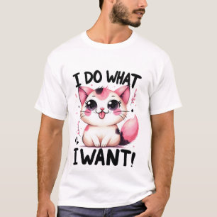 Süße "Ich mache, was ich will" freche Kawaii-Katze T-Shirt