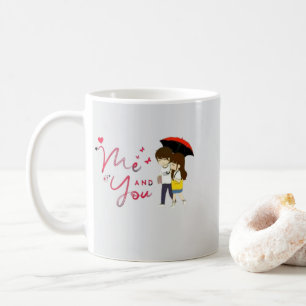 Süße Ich und Du Cartoon-Paar Tasse mit Herzen R