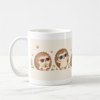 Süße Igel mit Sonnenbrillen Muster Niedlich Kaffeetasse