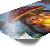 Süße Igel-Pilz-Kunst – Gemütliche Wald-Fantasie Fotodruck (Ecke)