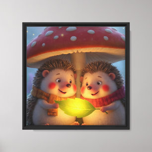 Süße Igel-Waldkunst – Gemütliche Wald-Fantasie Leinwanddruck