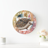 Süße Igel-Weihnachtsbäume Große Wanduhr (Zuhause)