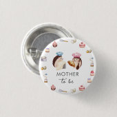 Süße Igelköchin Backmutter werdende Mutter Baby-Pa Button (Vorne & Hinten)