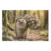 Süße Igelkunst mit Wildblumenstrauß