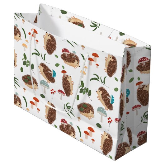 Süße Igelpilze Waldtier Große Geschenktüte (Vorderseite Schrägansicht)