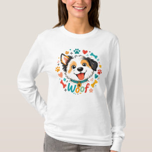 Süße Illustration des Gesichts eines Welpen mit 'W T-Shirt