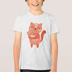 Süße Illustration einer Katzenmama, die ein Kätzch Tri-Blend Shirt