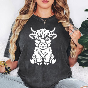 Süße Illustration einer weißen Highland-Kuh T-Shirt