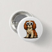 Süße Illustration eines Hundes mit Glubschaugen Button (Vorne & Hinten)
