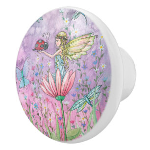 Süße Illustration von Fee und Schmetterling Keramikknauf
