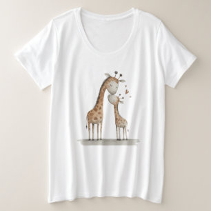 Süße Illustration von Mama und Baby-Giraffe Große Größe T-Shirt