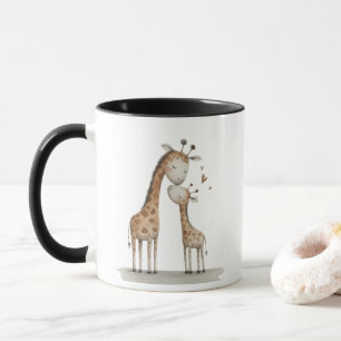 Süße Illustration von Mama und Baby-Giraffe Tasse