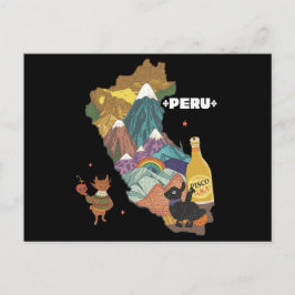 Süße illustrierte Karte von Machu Picchu und Alpak
