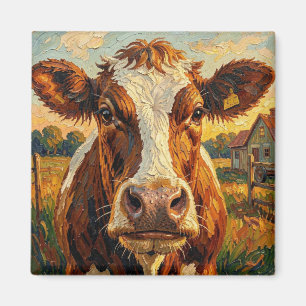 Süße Impasto-Kuh auf dem Bauernhof Magnet