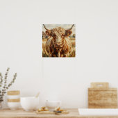 Süße Impasto-Kuh auf rustikaler Ranch Poster (Küche)
