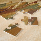 Süße Impasto-Kuh auf rustikaler Ranch Puzzle (Seite)