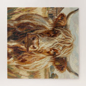 Süße Impasto-Kuh auf rustikaler Ranch Puzzle (Horizontal)