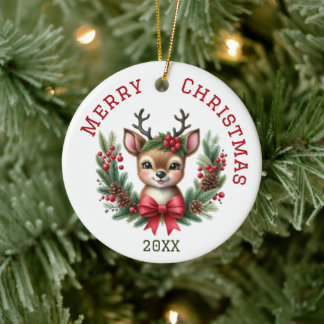 Süße individuelle Weihnachtshirsche Keramik Ornament
