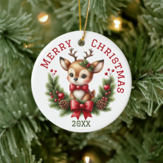 Süße individuelle Weihnachtshirsche Keramik Ornament