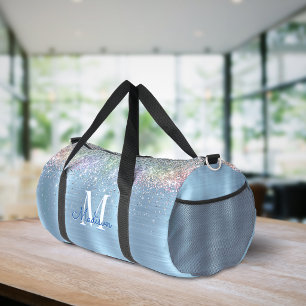 Süße irisierende eisblaue Glitter-Monogramm gedruc Duffle Bag