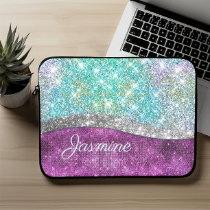 Süße irisierende lila türkisfarbene falsche Glitte Laptopschutzhülle