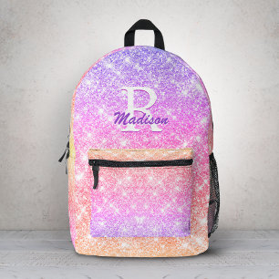 Süße irisierende Ombre-Lila-Gelb-Faux-Glitter Bedruckter Rucksack