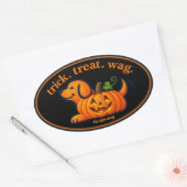 Süße Jack-O-Lantern-Hund-Silhouette Ovaler Aufkleber (Umschlag)