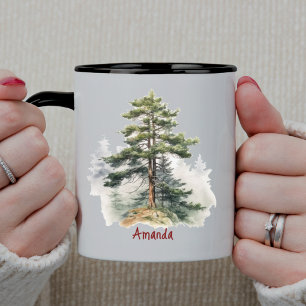 Süße Jägergrün-Aquarell-Tannen-Weihnachten Tasse