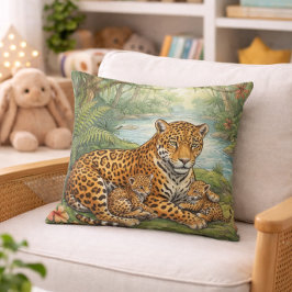 Süße Jaguar-Mama und -Junge Dschungeltiere Kissen