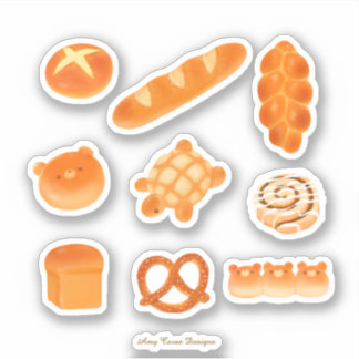Süße japanische Bäckerei-Brot-Ästhetik-Sticker-Set Aufkleber