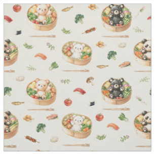 Süße japanische Bento-Box und Tier-Reis-Kunst Stoff